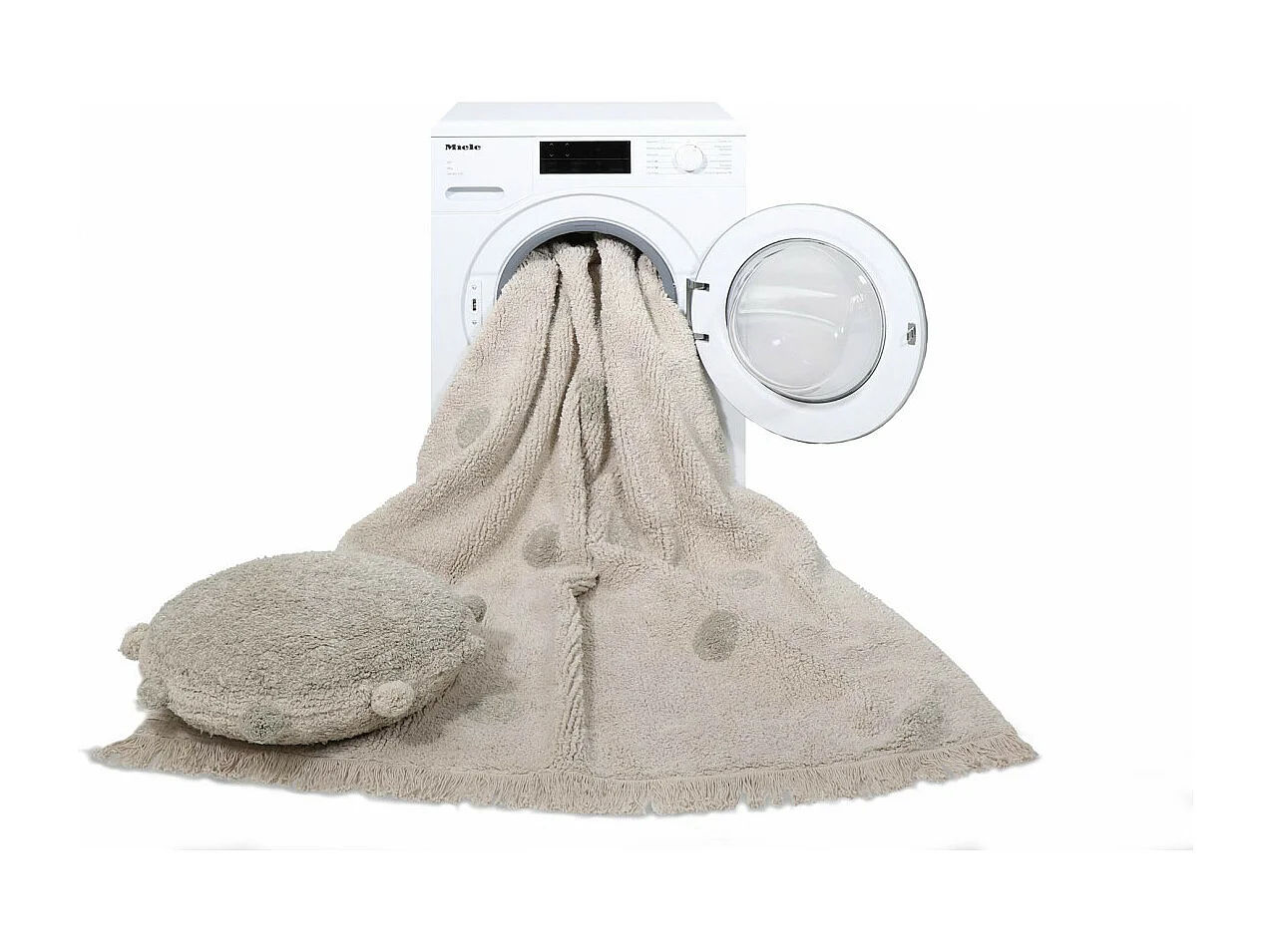 Alfombra de algodón Hippy Dots aceituna 120 x 160 cm