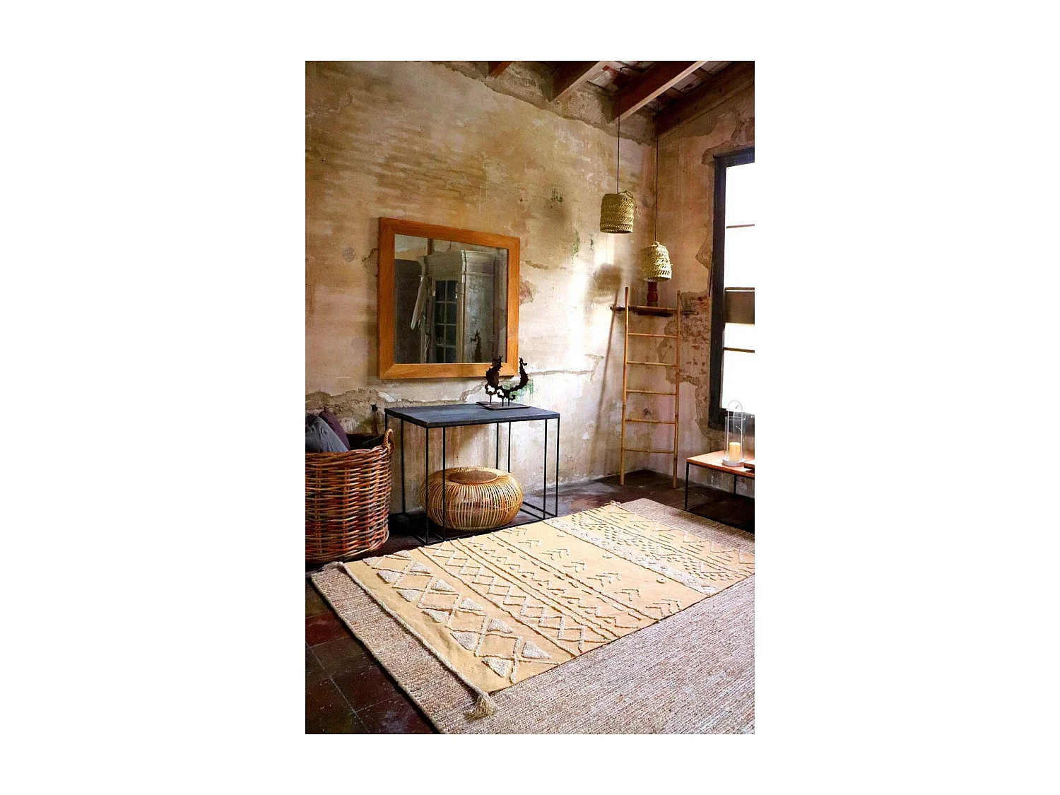 Alfombra de algodón Tribu miel - 120 x 160 cm