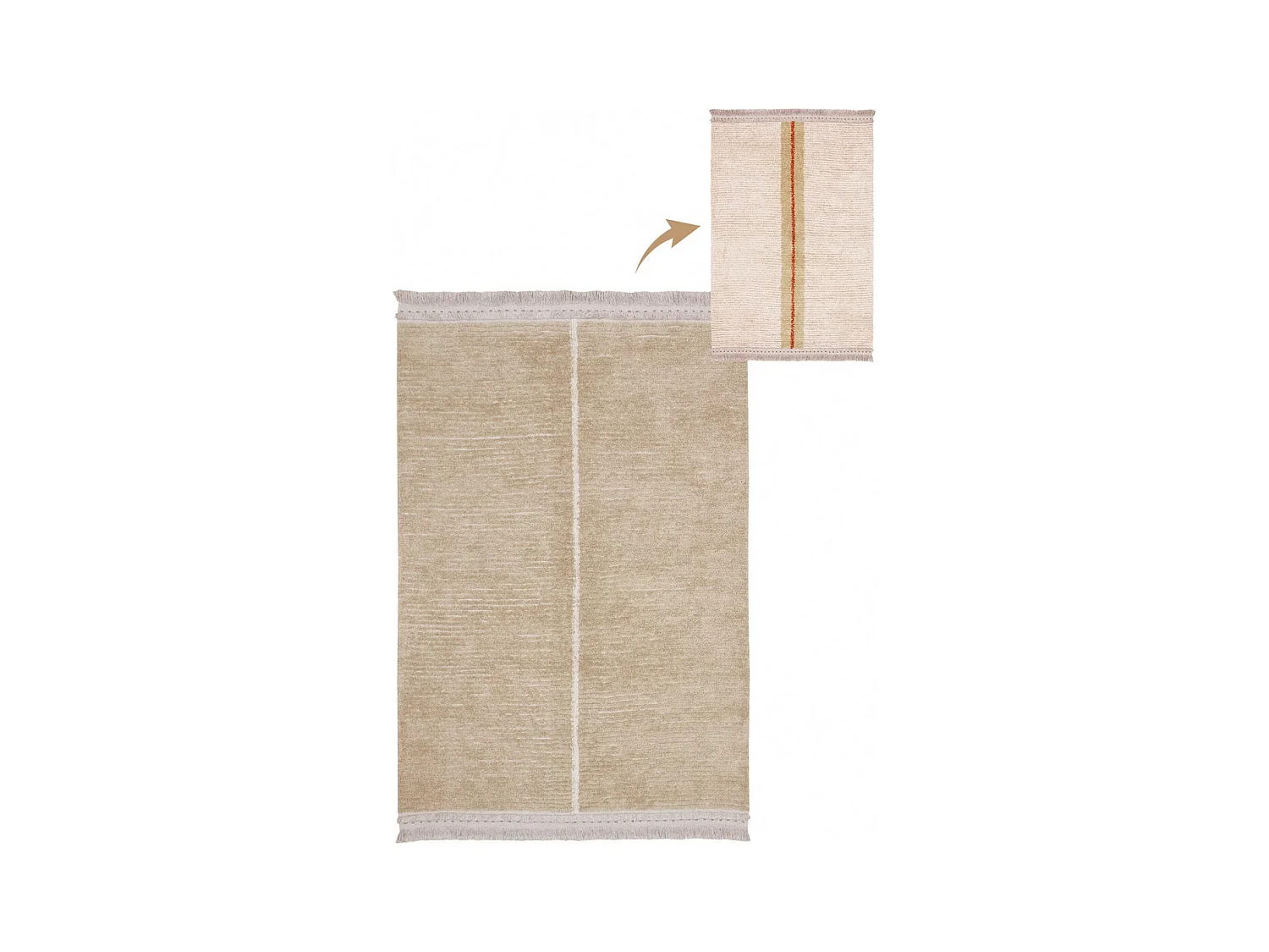 Tapis naturel réversible lavable en machine Duetto Rectangulaire Naturel Fait main