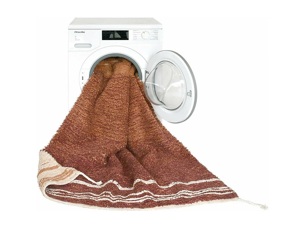 Alfombra de algodón reversible - marrón y beige - 170 x 240 cm