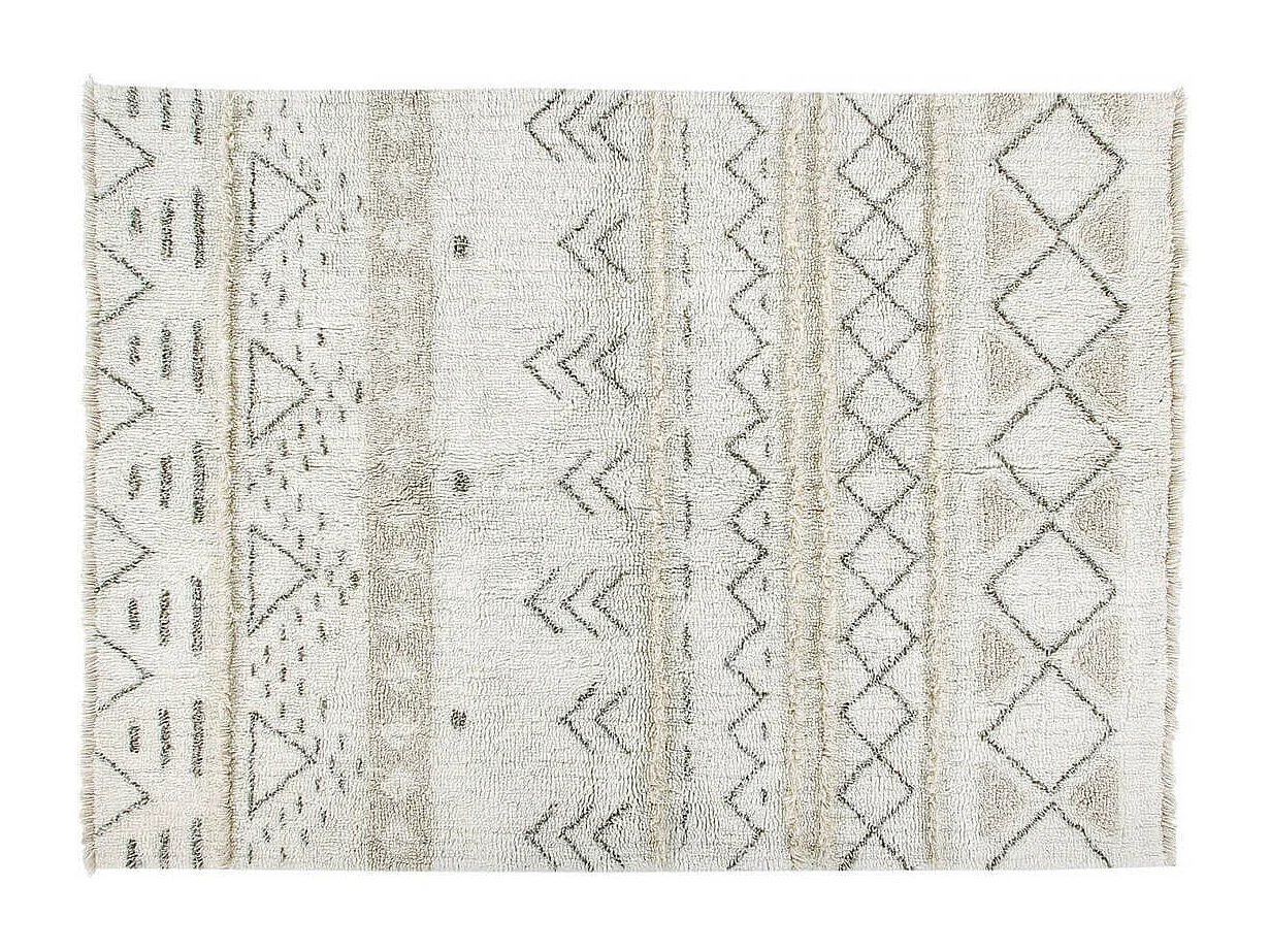 Alfombra bohemia beige con dibujos 140 x 200 cm