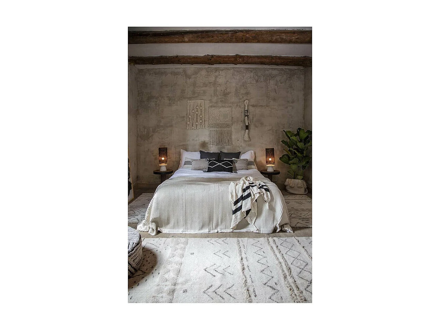 Alfombra bohemia beige con dibujos 140 x 200 cm