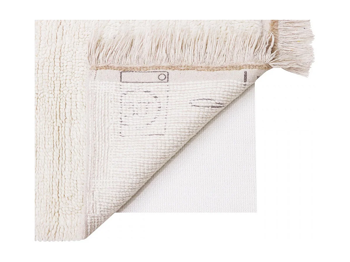 Tapis naturel en laine lavable en machine Steppe Rectangulaire Naturel Fait main