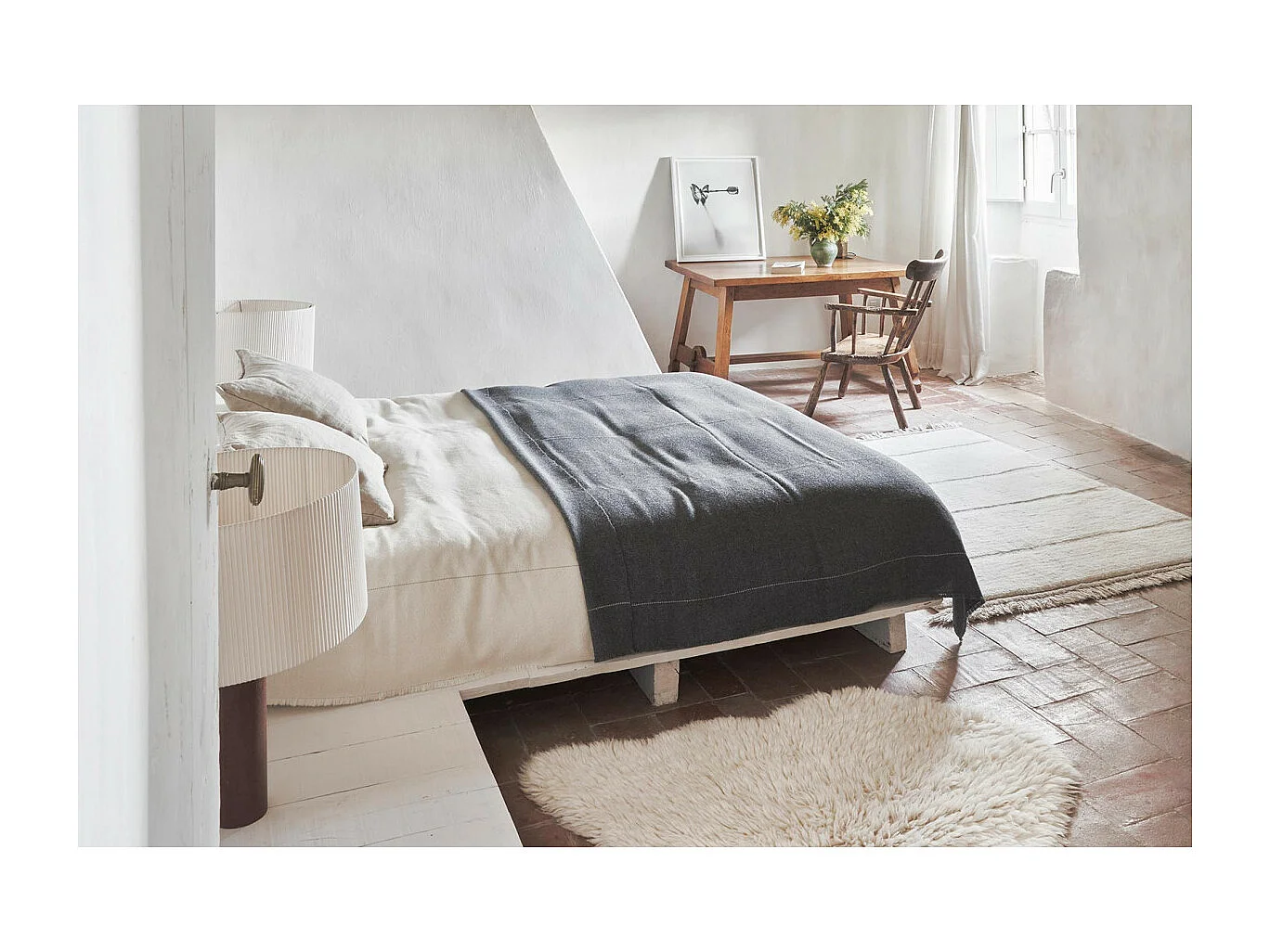 Tapis naturel en laine lavable en machine Steppe Rectangulaire Naturel Fait main