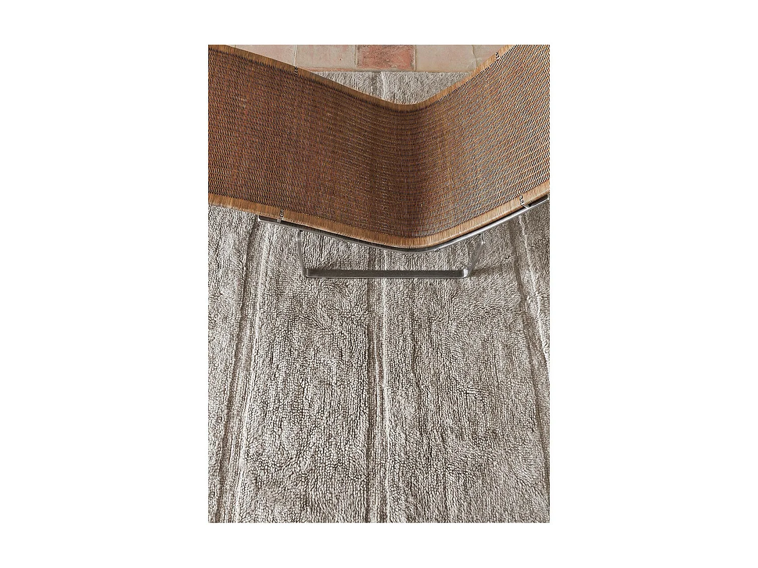 Tapis naturel en laine lavable en machine Steppe Rectangulaire Naturel Fait main