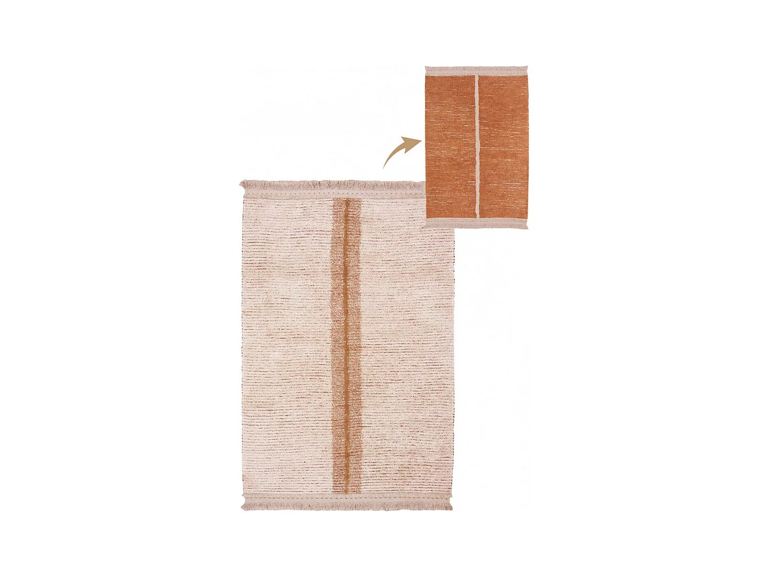 Tapis naturel réversible lavable en machine Duetto Rectangulaire Naturel Fait main