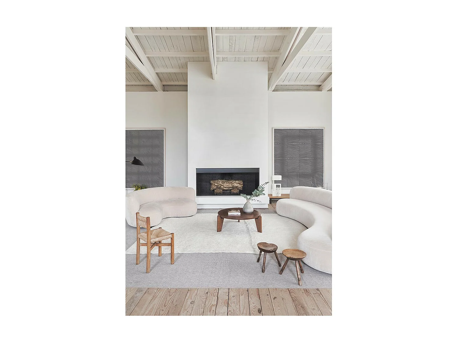 Moderner weißer Teppich aus Wolle 80 x 140 cm