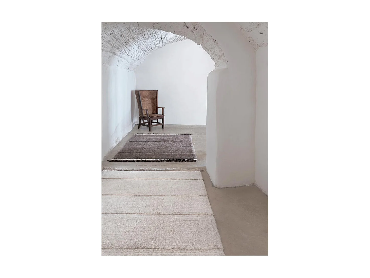 Tapis naturel en laine lavable en machine Steppe Rectangulaire Naturel Fait main