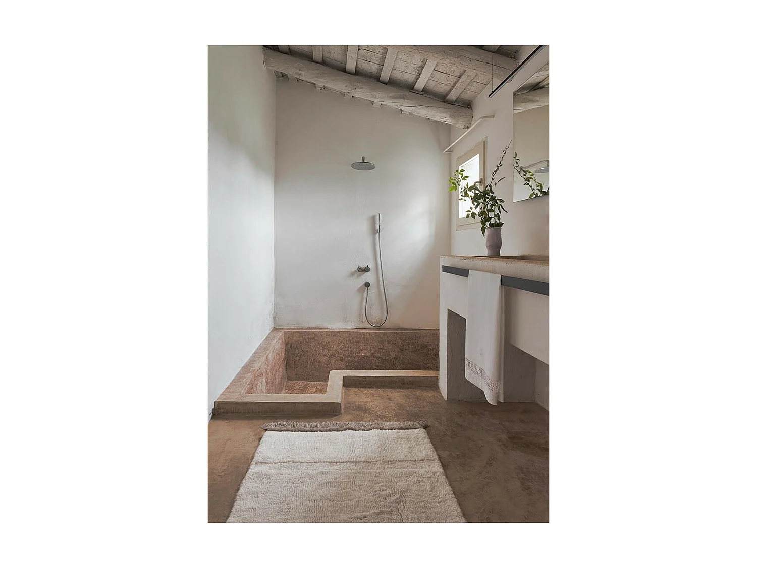 Tapis naturel en laine lavable en machine Steppe Rectangulaire Naturel Fait main