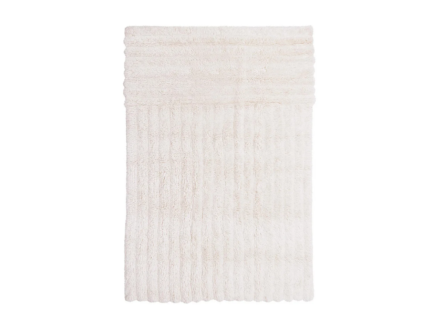 Alfombra de lana blanca con relieve ondulado - 80 x 140 CM