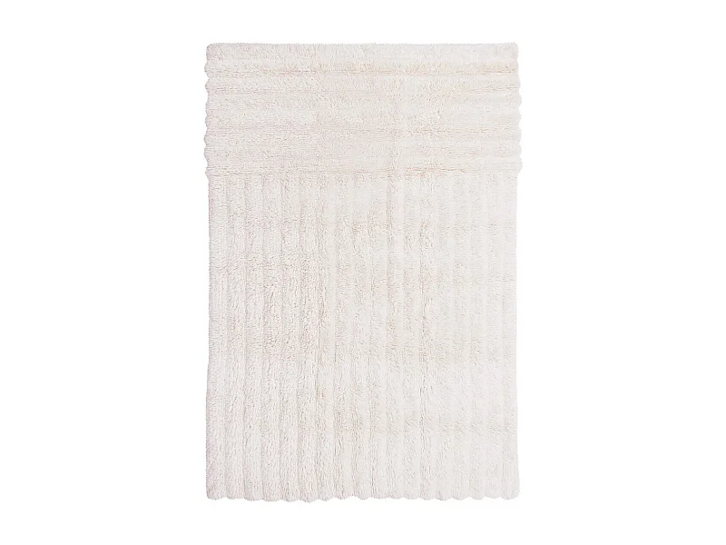 Alfombra de lana blanca con relieve ondulado - 80 x 140 CM