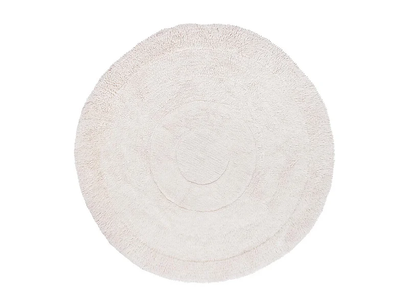 Alfombra redonda texturizada - en lana blanca natural - XXL - Ø 250 CM