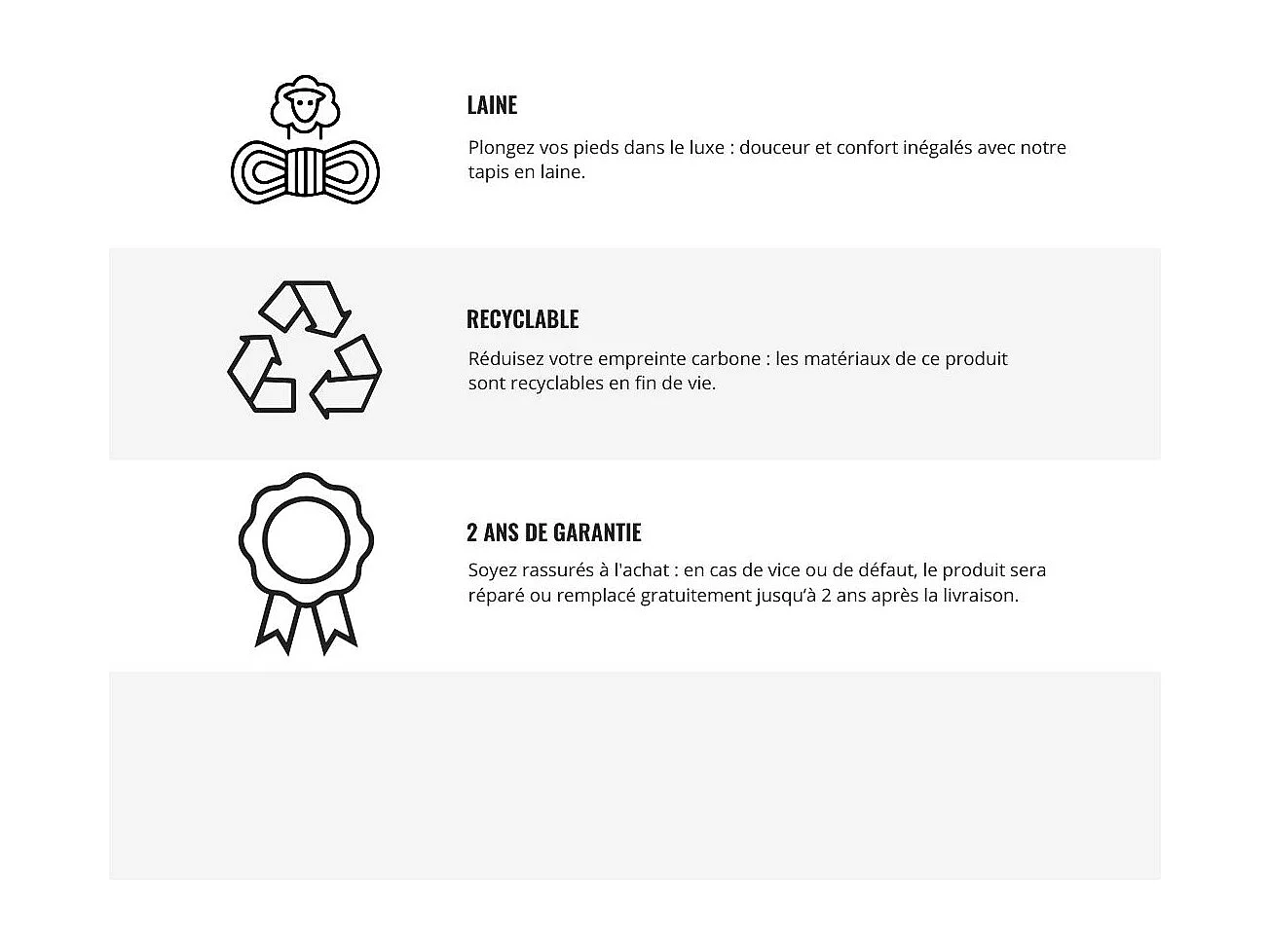 Alfombra de lana con efecto de piel de animal - gris con pelo largo - 75 x 110 CM