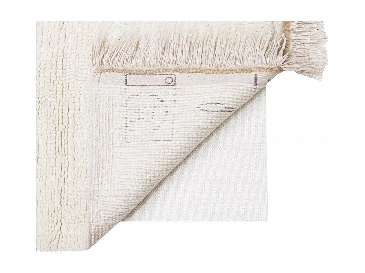 Tapis naturel en laine lavable en machine Steppe Rectangulaire Naturel Fait main