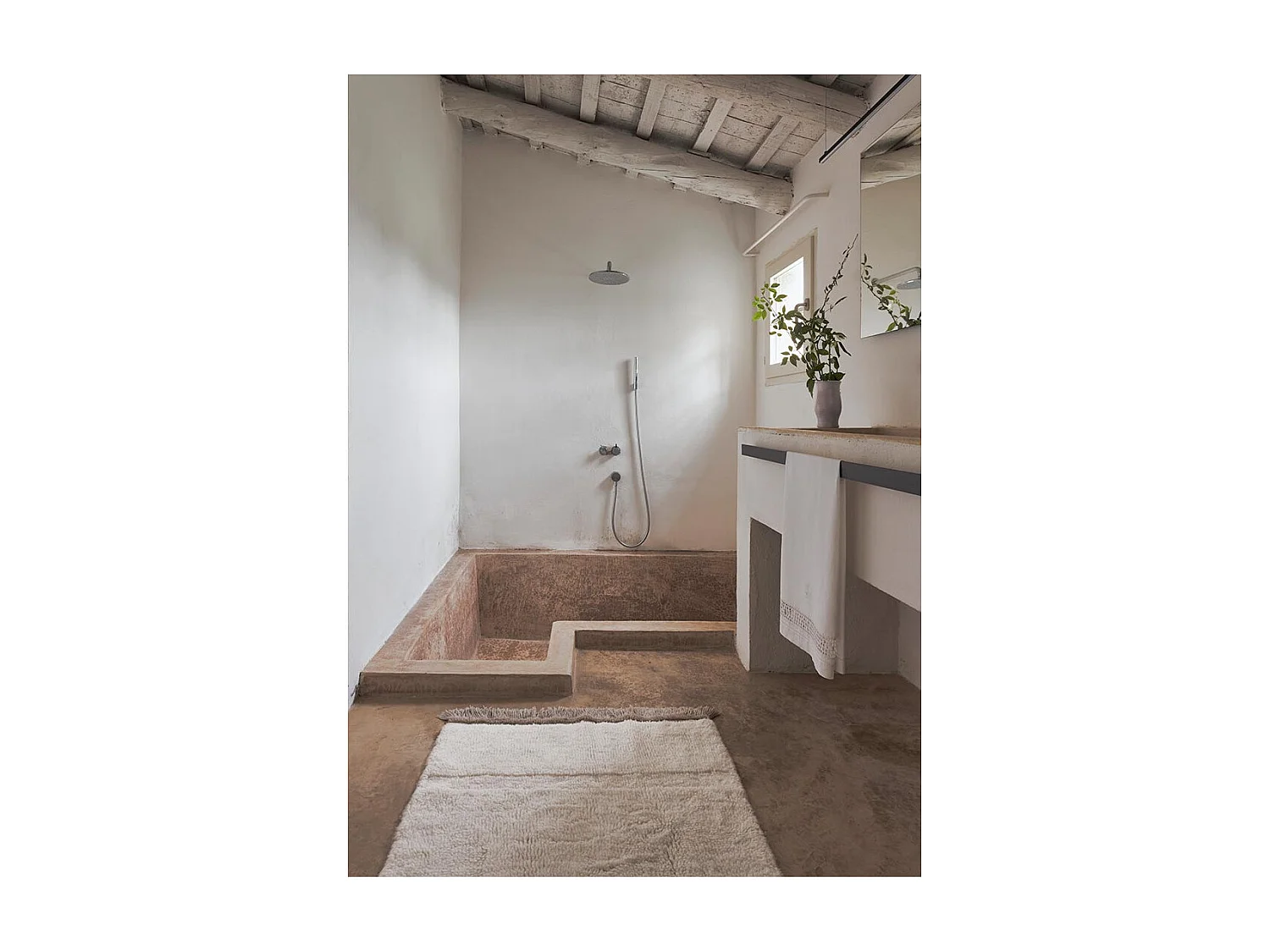 Tapis naturel en laine lavable en machine Steppe Rectangulaire Naturel Fait main