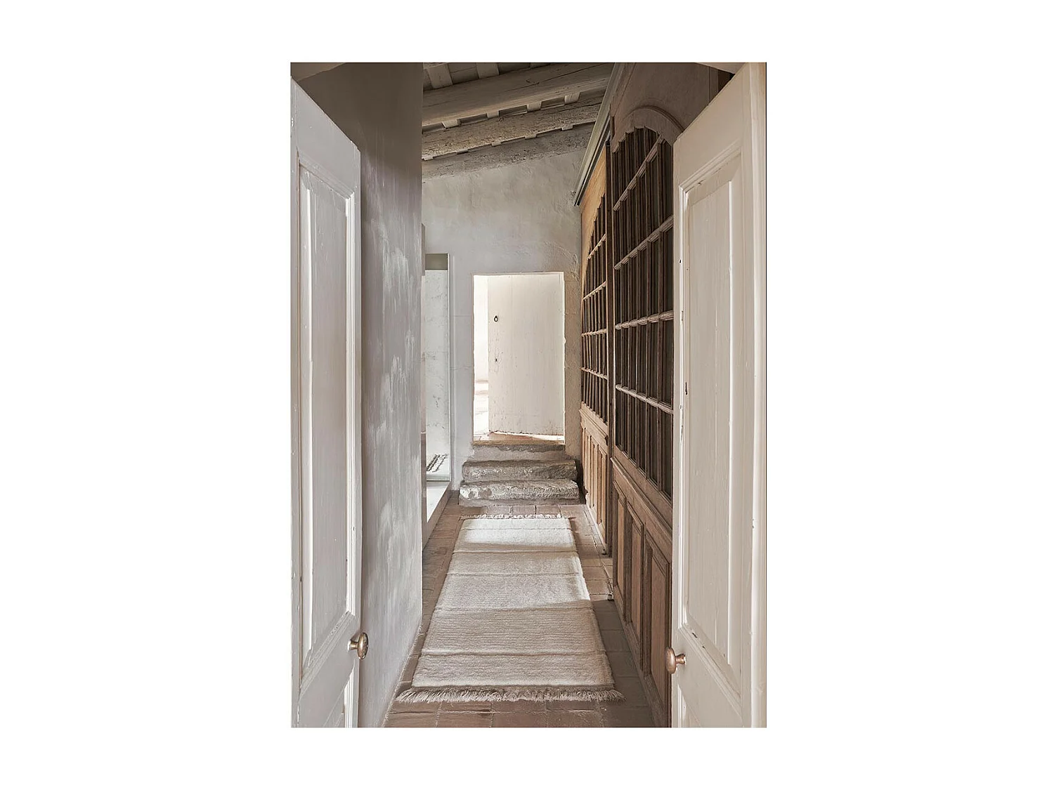 Tapis naturel en laine lavable en machine Steppe Rectangulaire Naturel Fait main