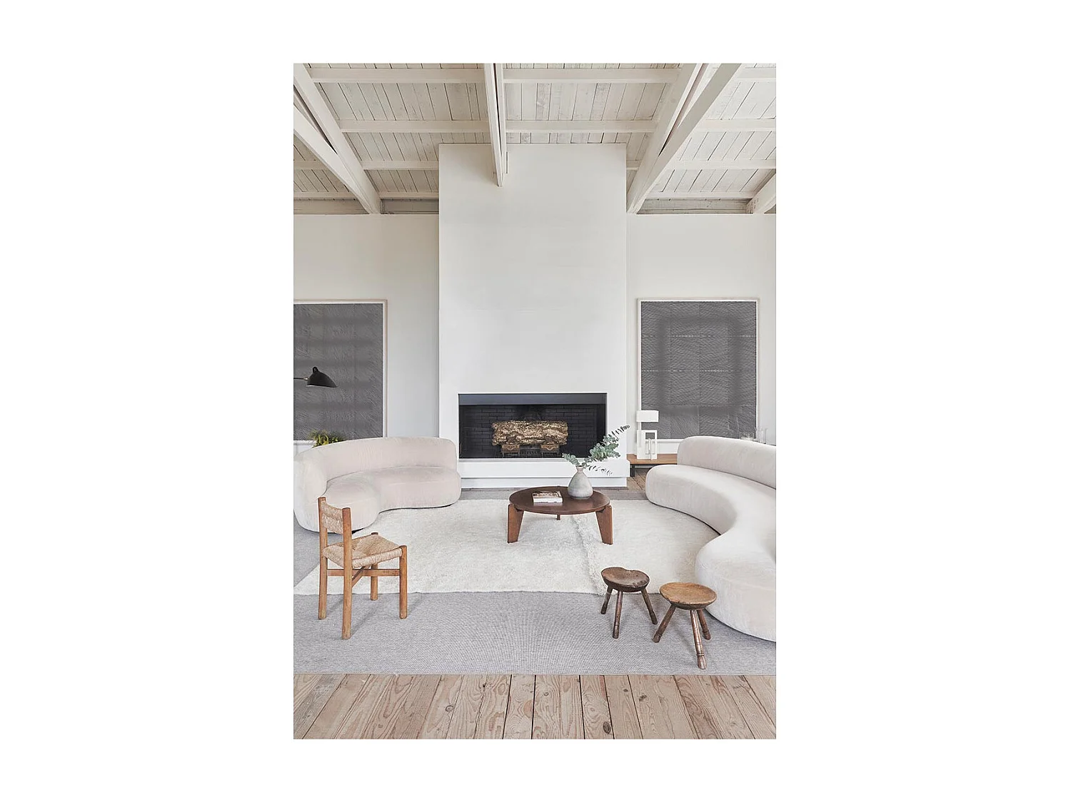 Alfombra contemporánea de lana blanca - 200 X 300 CM