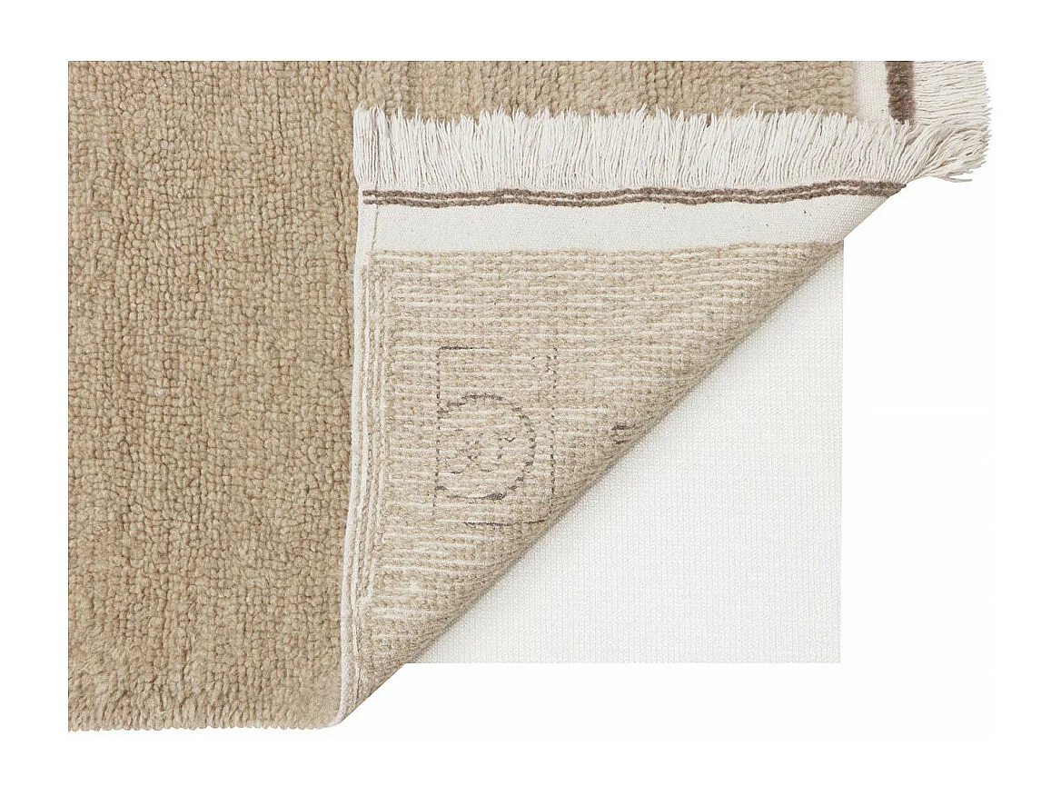 Tapis naturel en laine lavable en machine Steppe Rectangulaire Naturel Fait main