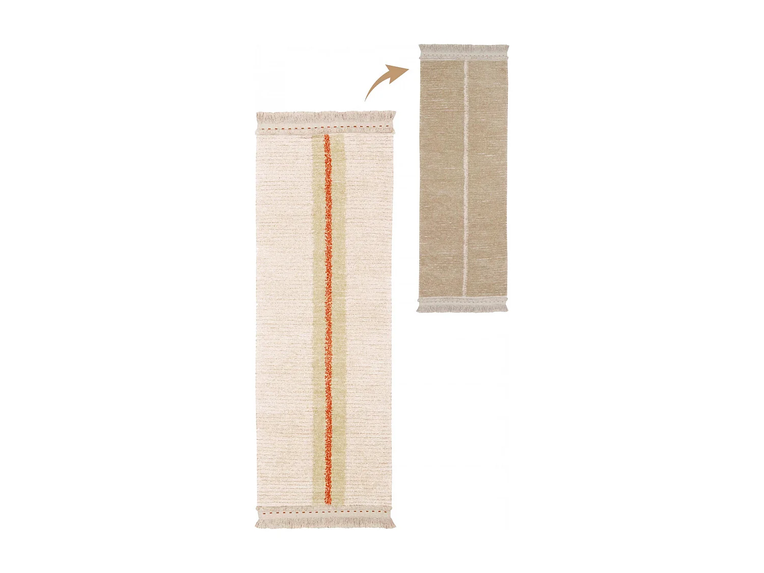 Alfombra de algodón reversible beige 80 x 230 cm