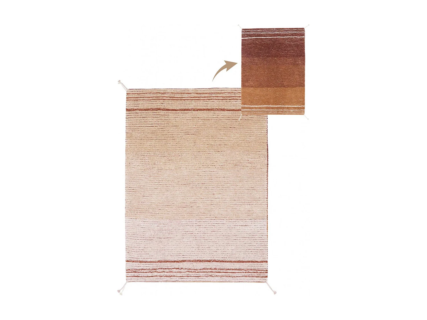 Alfombra de algodón reversible marrón y beige 80 x 140 cm