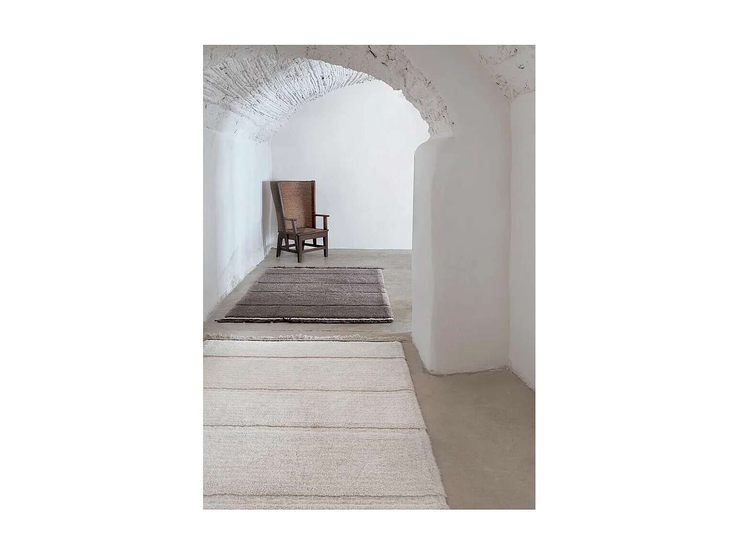 Tapis naturel en laine lavable en machine Steppe Rectangulaire Naturel Fait main