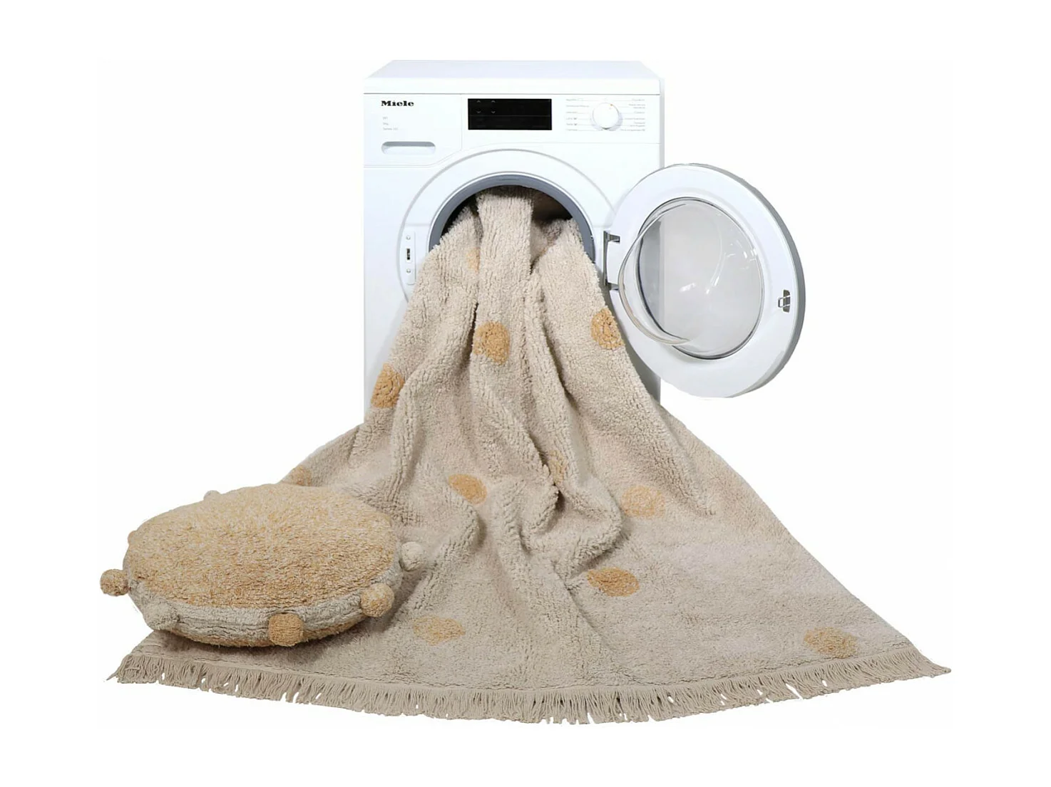 Tapis avec franges en coton lavable en machine Hippy Dots Lorena Canals Rectangulaire Cont