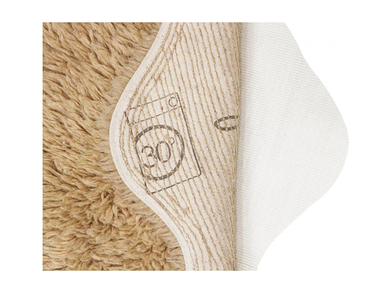 Alfombra de lana con efecto de piel de animal - beige con pelo largo - 75 x 110 CM