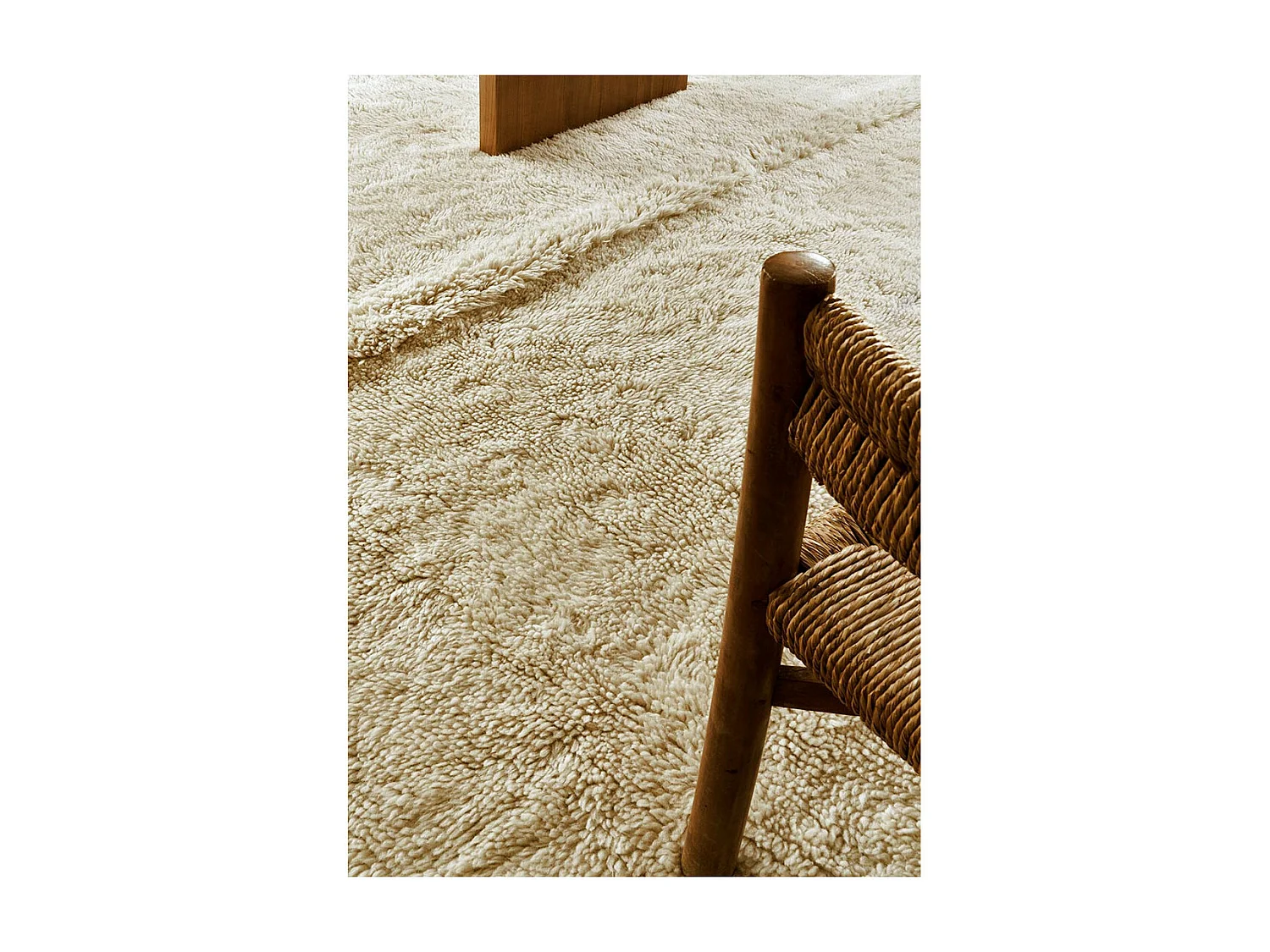 Tapis uni naturel en laine lavable en machine Tundra Rectangulaire Naturel Fait main