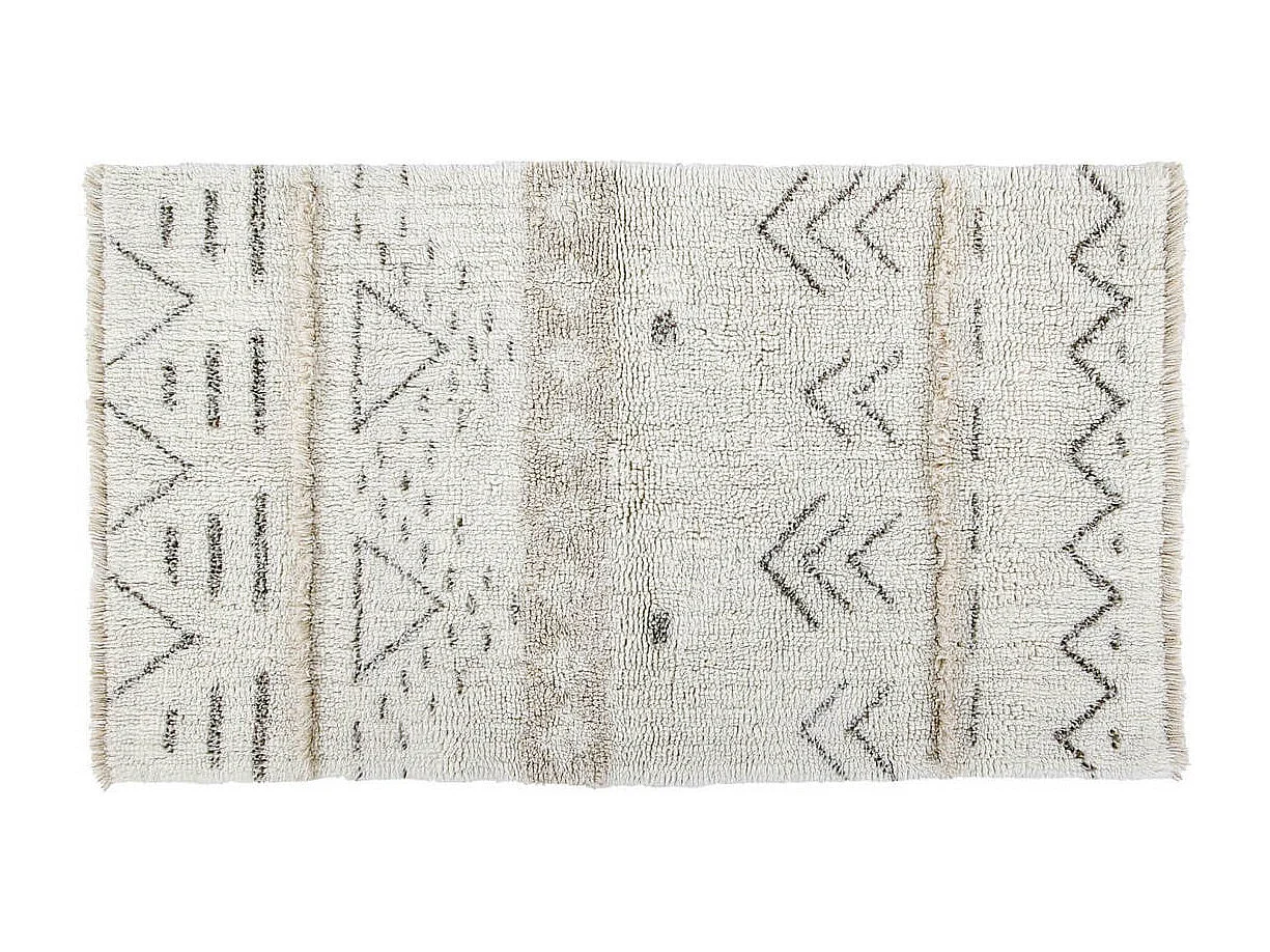 Alfombra bohemia beige con dibujos 80 x 140 cm