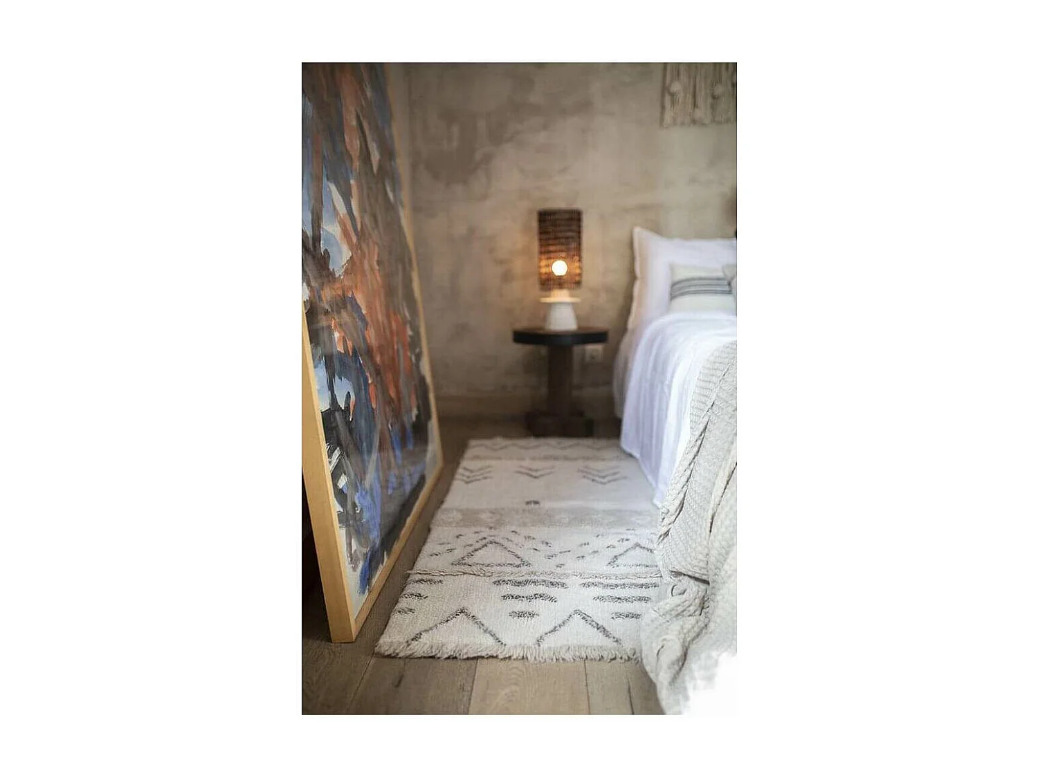 Alfombra bohemia beige con dibujos 80 x 140 cm