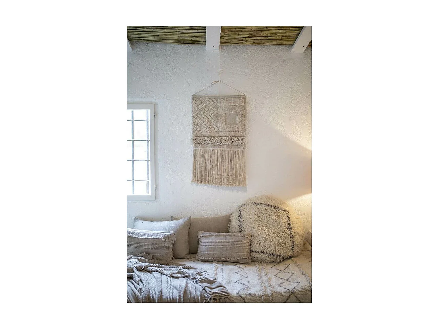 Alfombra bohemia beige con dibujos 80 x 140 cm