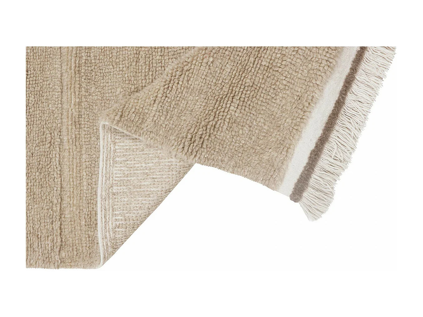 Tapis naturel en laine lavable en machine Steppe Rectangulaire Naturel Fait main