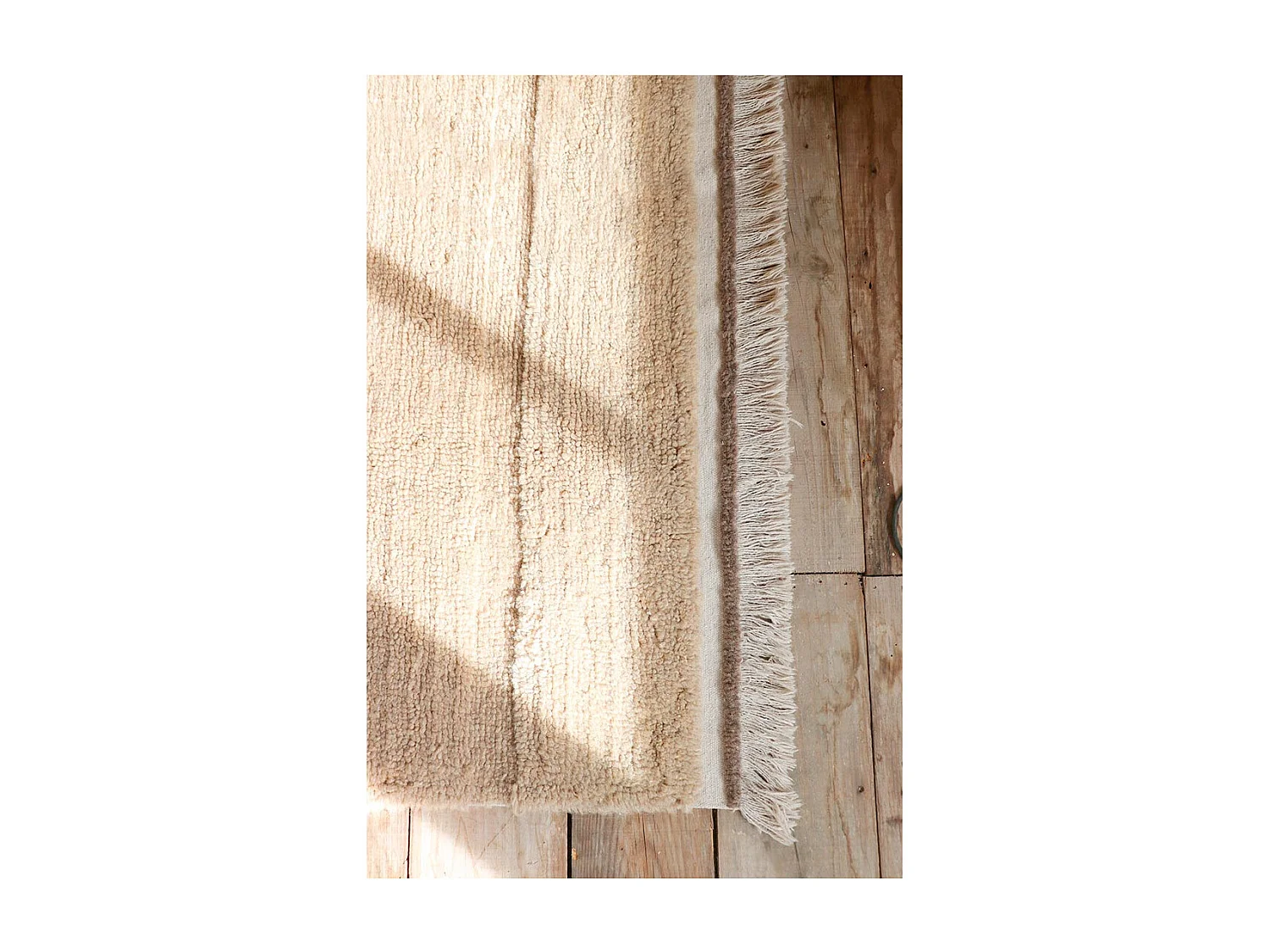 Tapis naturel en laine lavable en machine Steppe Rectangulaire Naturel Fait main