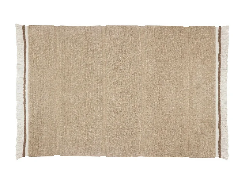 Tapis naturel en laine lavable en machine Steppe Rectangulaire Naturel Fait main