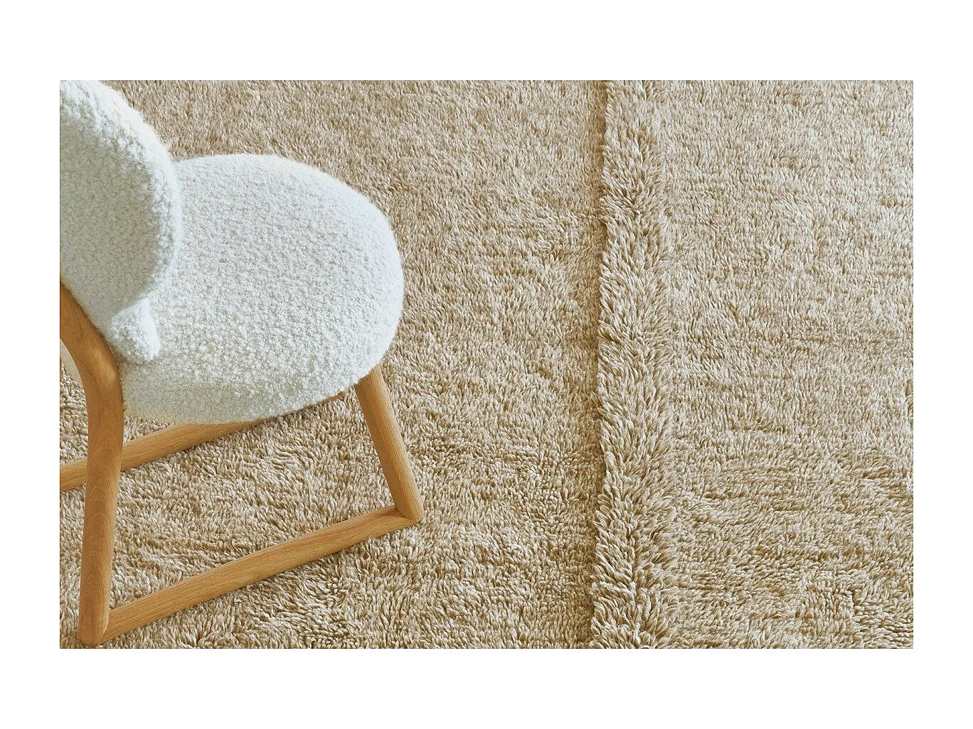 Tapis uni naturel en laine lavable en machine Tundra Rectangulaire Naturel Fait main