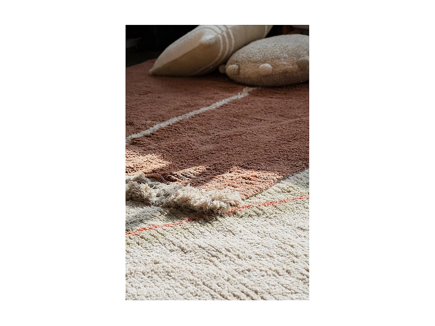 Alfombra de algodón reversible - beige y camello - 140 x 200 cm