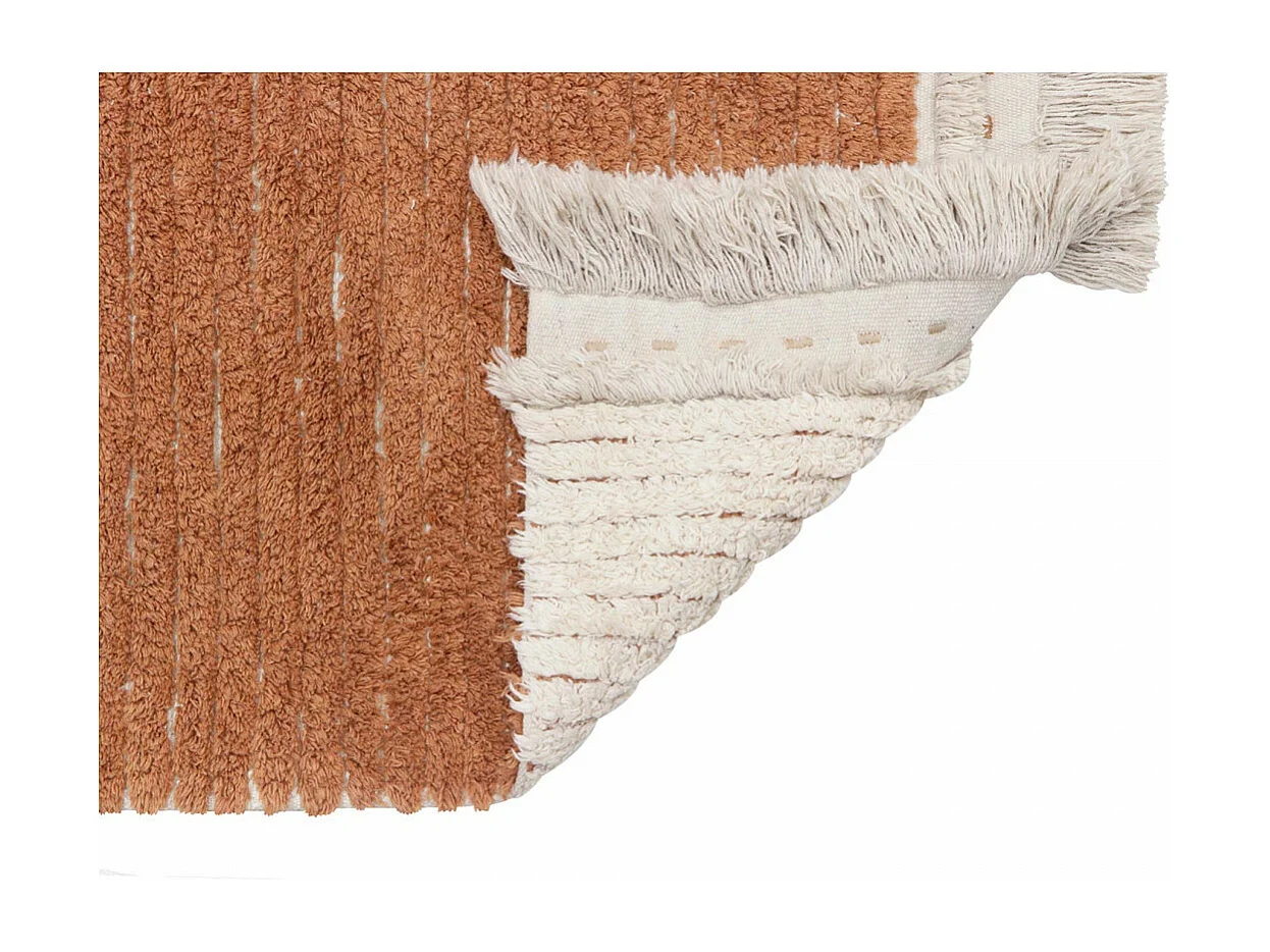 Alfombra de algodón reversible - beige y camello - 140 x 200 cm