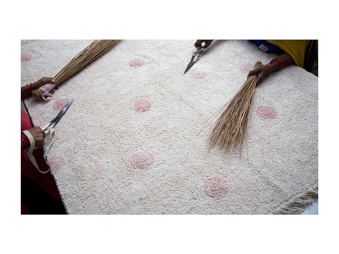 Tapis avec franges en coton lavable en machine Hippy Dots Lorena Canals Rectangulaire Cont