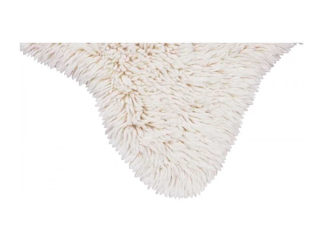 Alfombra de lana con efecto de piel de animal - blanca con pelo largo - 75 x 110 CM