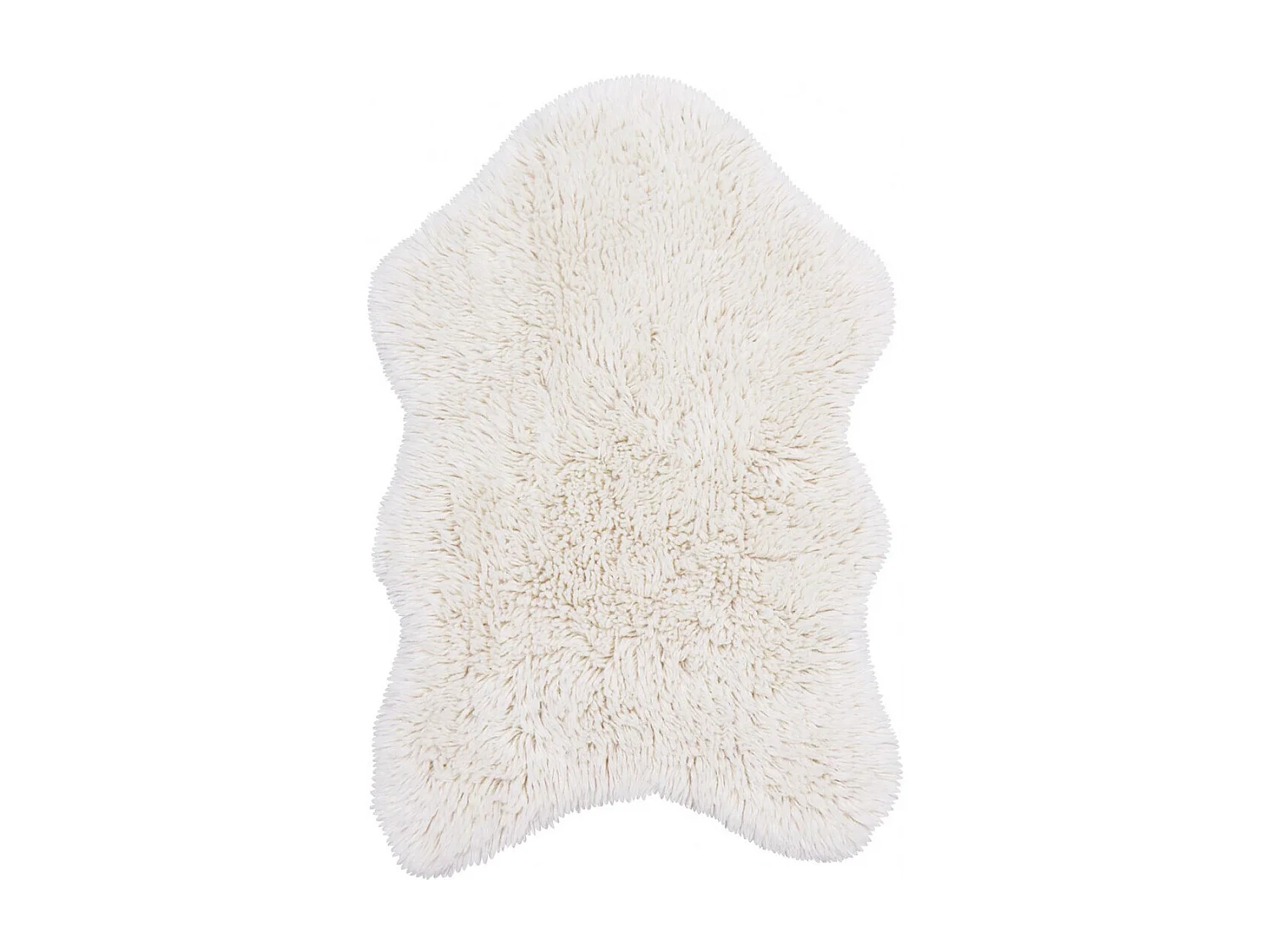 Alfombra de lana con efecto de piel de animal - blanca con pelo largo - 75 x 110 CM