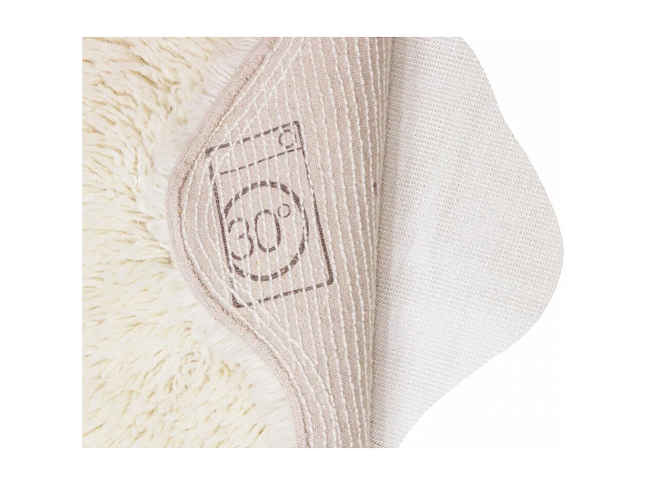 Alfombra de lana con efecto de piel de animal - blanca con pelo largo - 75 x 110 CM