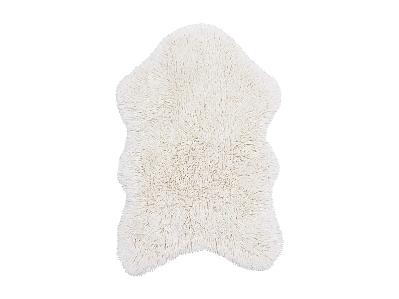Alfombra de lana con efecto de piel de animal - blanca con pelo largo - 75 x 110 CM