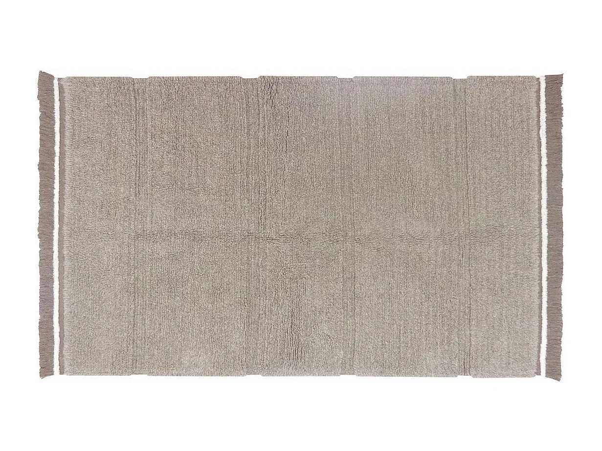 Tapis naturel en laine lavable en machine Steppe Rectangulaire Naturel Fait main