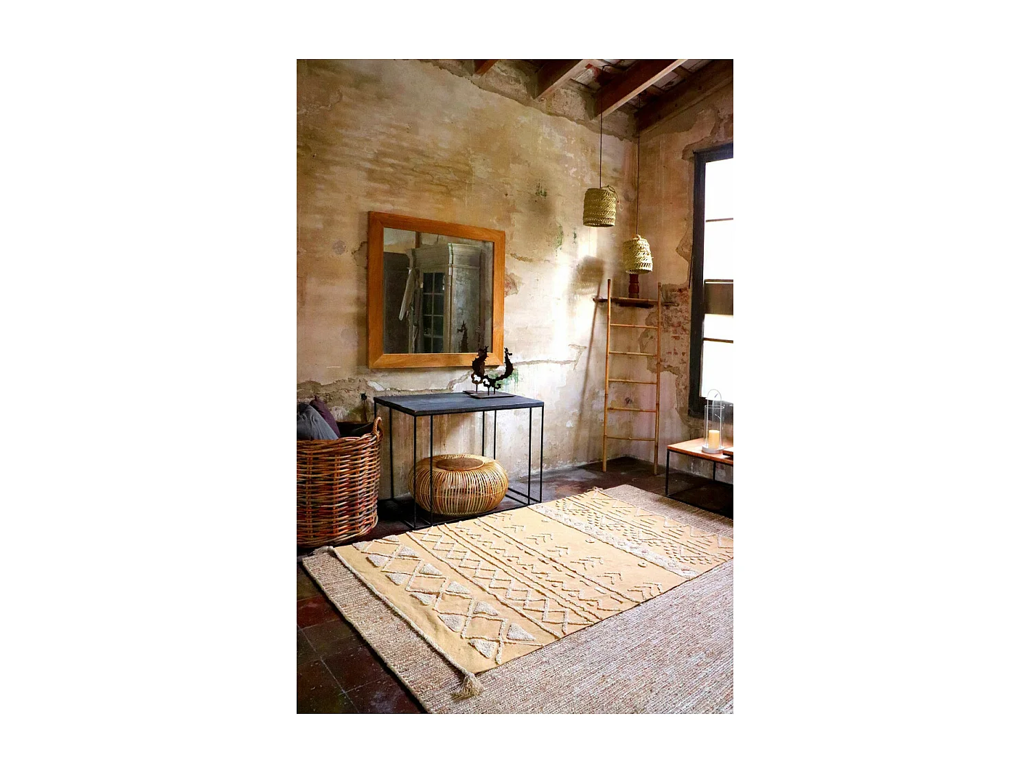 Alfombra de algodón Tribu miel - 140 x 200 cm