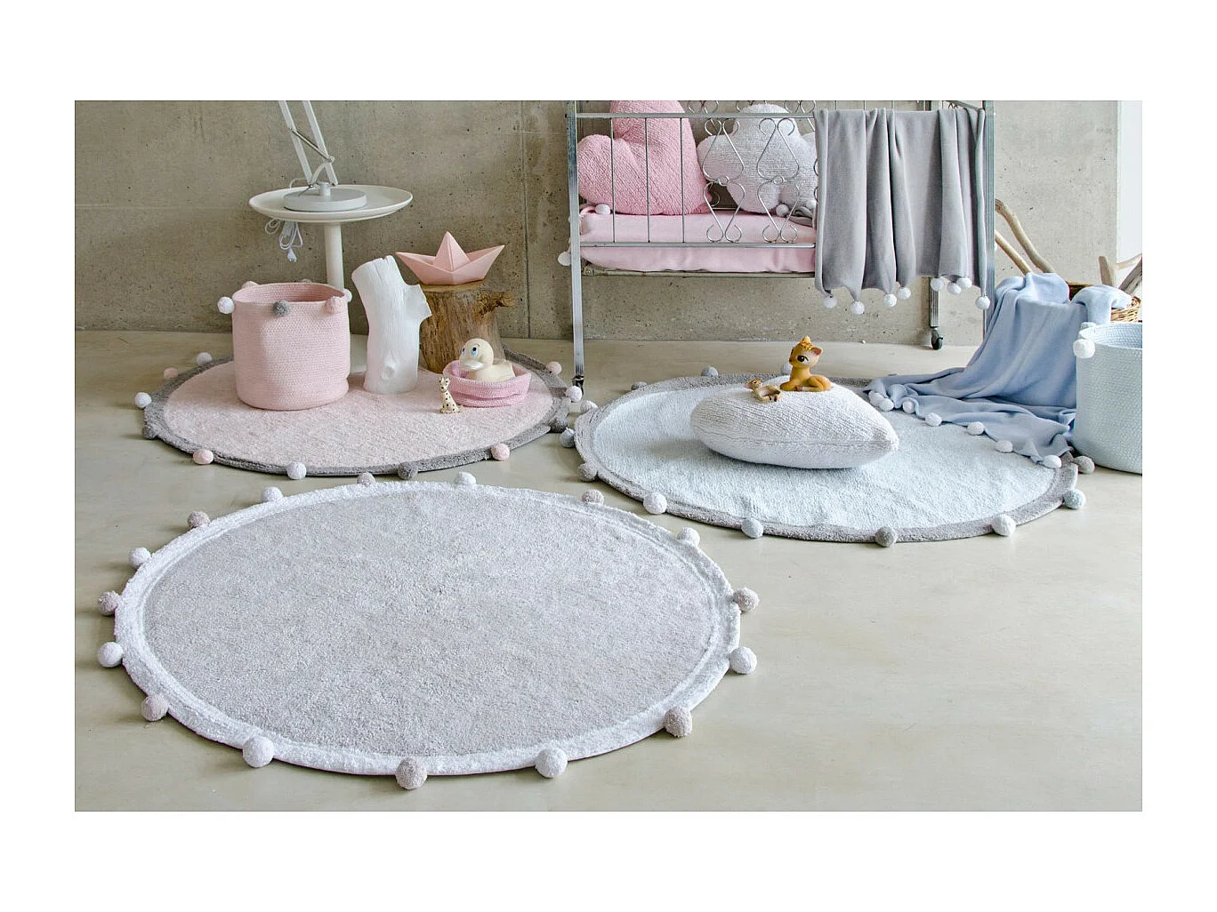 Tapis chambre enfant rond Bubbly Lorena Canals Ronde Enfant Fait main Tapis lavable en mac