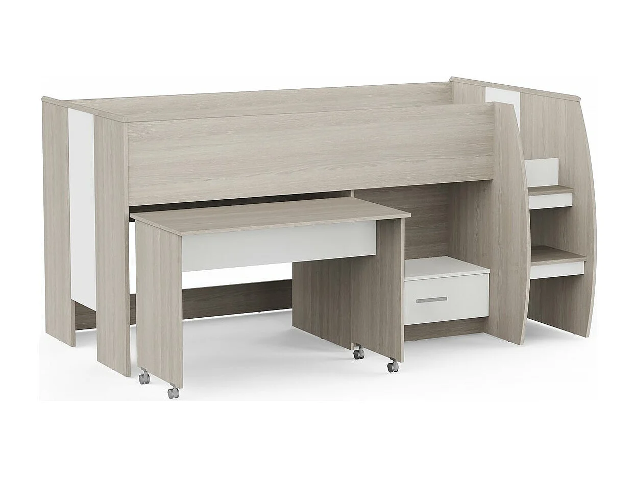 Lit combiné bureau 1 tiroir 90x200 cm sommier inclus L120,9 cm - NANO
