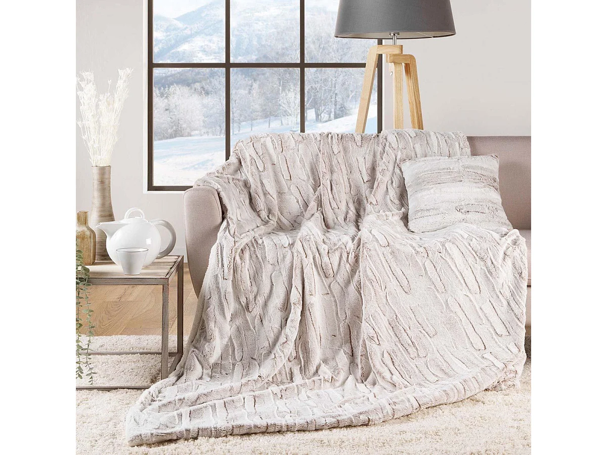 Plaid Imitation Fourrure "Lynx" 125x150cm Naturel