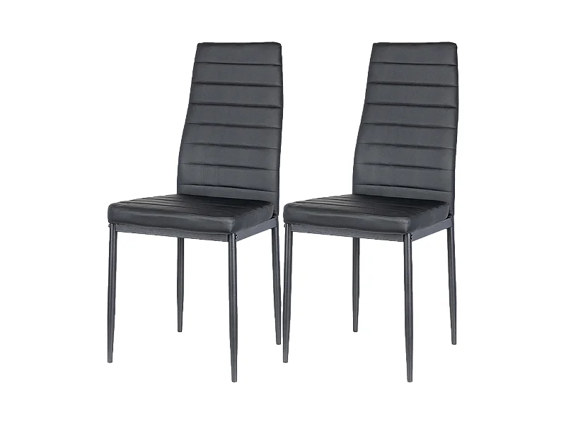 Lot de 2 Chaises Zyta - Noires, Éco-cuir, Pieds en Métal, Élégance et Modernité