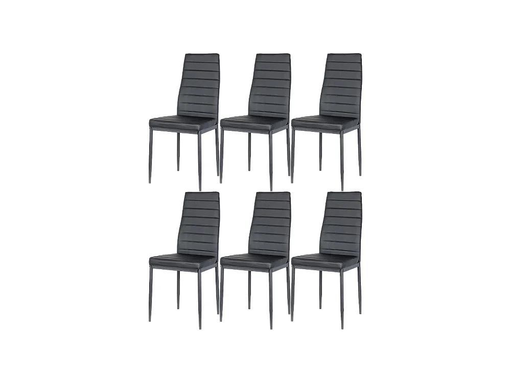 Lot de 6 Chaises Zyta - Noires, Éco-cuir, Pieds en Métal, Élégance et Modernité