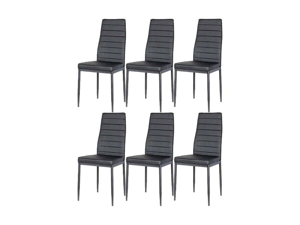Lot de 6 Chaises Zyta - Noires, Éco-cuir, Pieds en Métal, Élégance et Modernité
